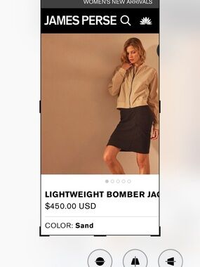 James Perse Sand Lightweight Bomber Jacket